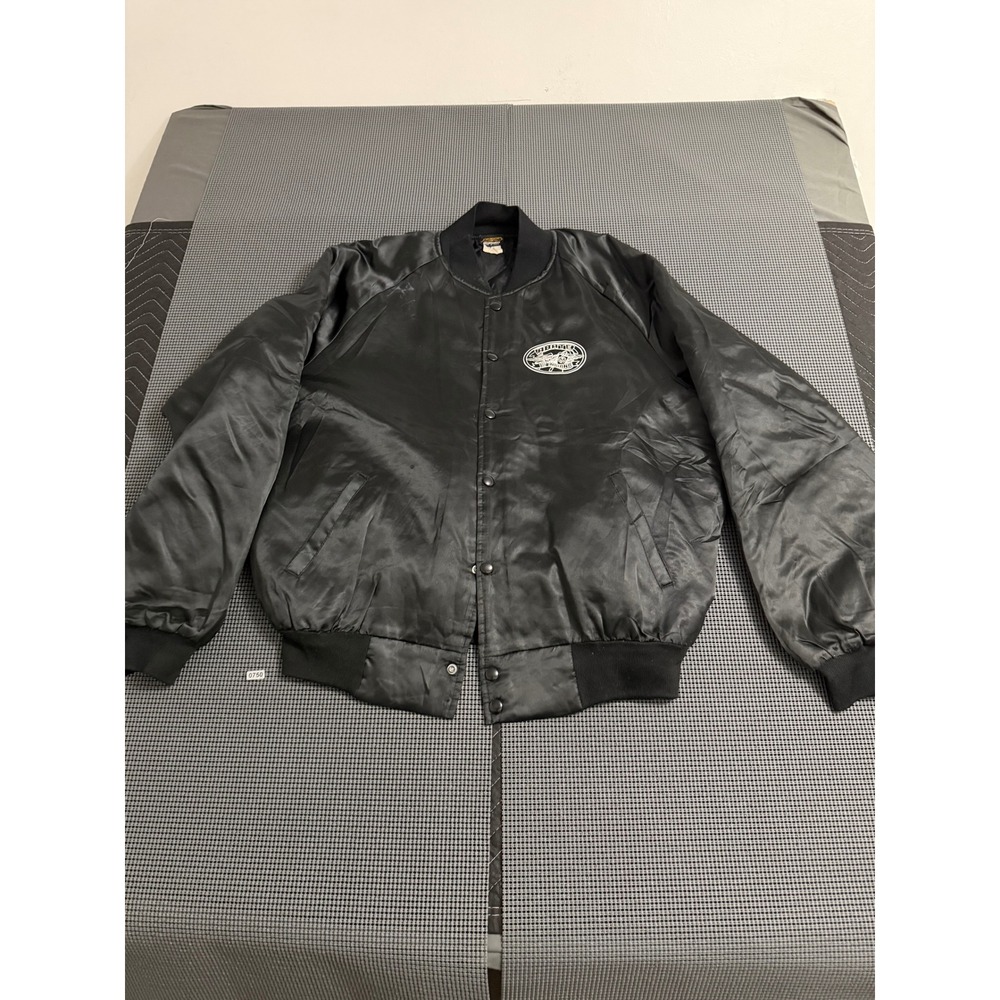 Vintage Nemesis Sportswear MDA Ride ABATE 2000 Satin Bomber Jacket Black XL USA